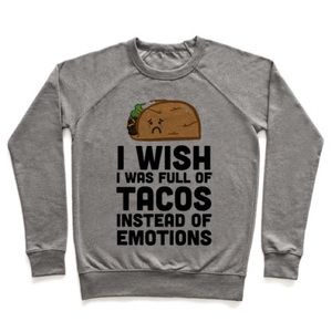 🌮 Tacos 🌮 Crewneck Sweatshirt, Grey, L